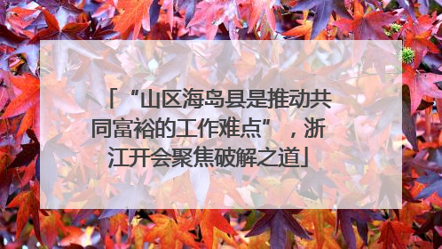 “山区海岛县是推动共同富裕的工作难点”，浙江开会聚焦破解之道