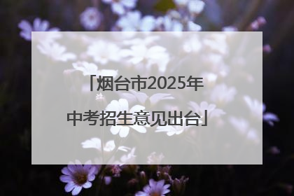 烟台市2025年中考招生意见出台