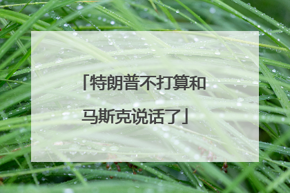 特朗普不打算和马斯克说话了