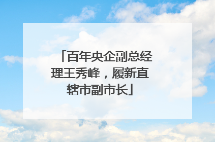百年央企副总经理王秀峰，履新直辖市副市长