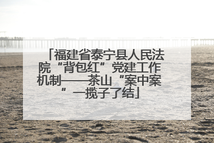 福建省泰宁县人民法院“背包红”党建工作机制——茶山“案中案”一揽子了结