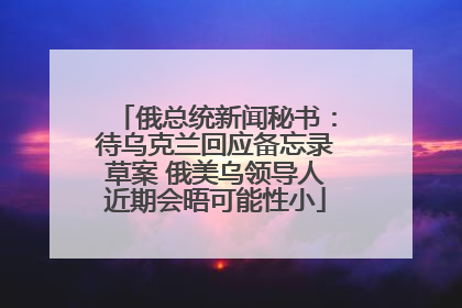 俄总统新闻秘书：待乌克兰回应备忘录草案 俄美乌领导人近期会晤可能性小