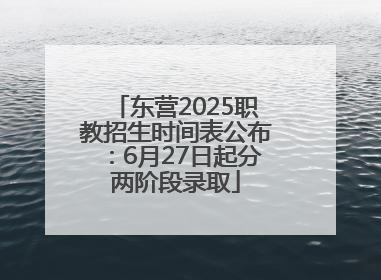 东营2025职教招生时间表公布：6月27日起分两阶段录取