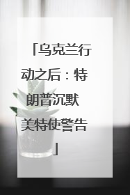 乌克兰行动之后：特朗普沉默 美特使警告