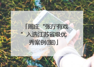 周庄“张厅有戏”入选江苏省级优秀案例(图)