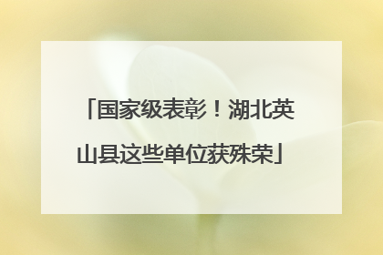 国家级表彰！湖北英山县这些单位获殊荣
