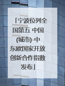 宁波位列全国第五 中国(城市)-中东欧国家开放创新合作指数发布