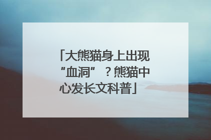 大熊猫身上出现“血洞”？熊猫中心发长文科普