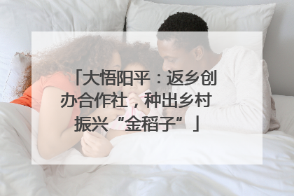 大悟阳平：返乡创办合作社，种出乡村振兴“金稻子”