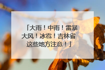 大雨！中雨！雷暴大风！冰雹！吉林省这些地方注意！
