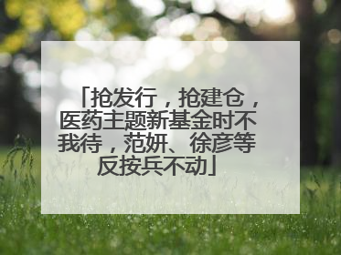 抢发行，抢建仓，医药主题新基金时不我待，范妍、徐彦等反按兵不动