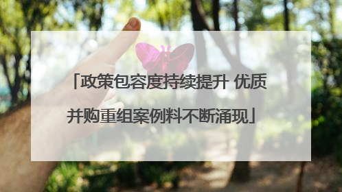 政策包容度持续提升 优质并购重组案例料不断涌现