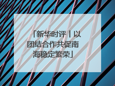 新华时评丨以团结合作共促南海稳定繁荣
