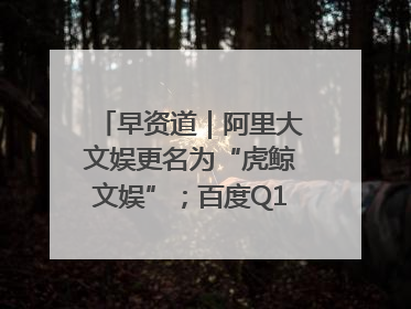 早资道｜阿里大文娱更名为“虎鲸文娱”；百度Q1总营收325亿元超预期