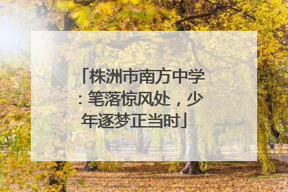 株洲市南方中学：笔落惊风处，少年逐梦正当时