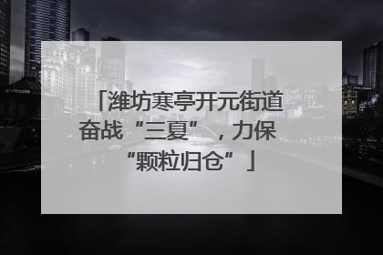 潍坊寒亭开元街道奋战“三夏”，力保“颗粒归仓”
