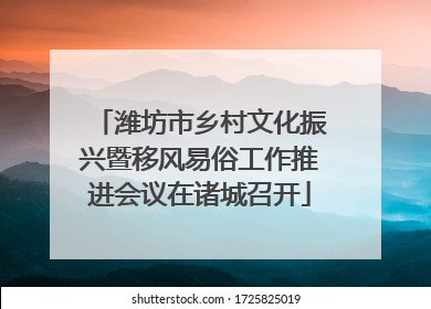 潍坊市乡村文化振兴暨移风易俗工作推进会议在诸城召开