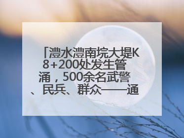 澧水澧南垸大堤K8+200处发生管涌，500余名武警、民兵、群众——通宵达旦战管涌