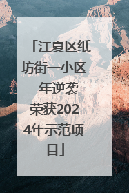 江夏区纸坊街一小区一年逆袭 荣获2024年示范项目