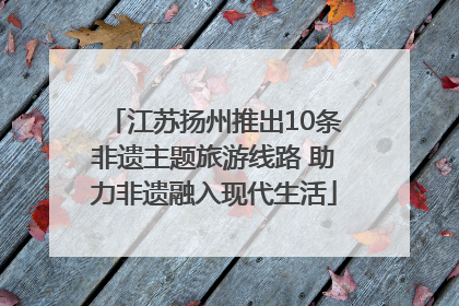 江苏扬州推出10条非遗主题旅游线路 助力非遗融入现代生活