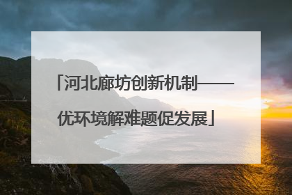 河北廊坊创新机制——优环境解难题促发展