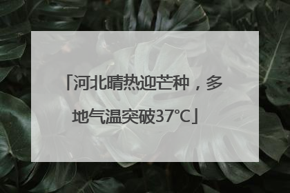 河北晴热迎芒种，多地气温突破37℃