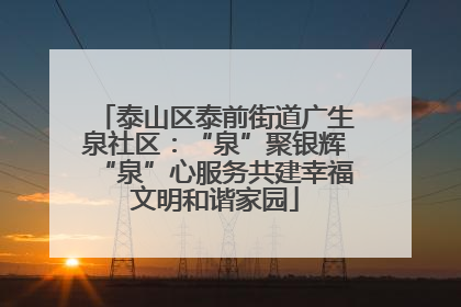 泰山区泰前街道广生泉社区：“泉”聚银辉“泉”心服务共建幸福文明和谐家园