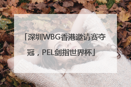 深圳WBG香港邀请赛夺冠，PEL剑指世界杯