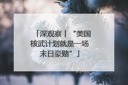 深观察丨“美国核武计划就是一场末日豪赌”