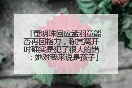 董明珠回应孟羽童能否再回格力，称其离开时确实是犯了很大的错：她对我来说是孩子