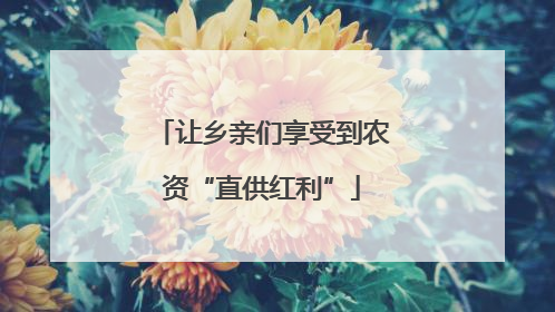 让乡亲们享受到农资“直供红利”