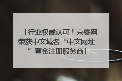 行业权威认可！京客网荣获中文域名“中文网址”黄金注册服务商