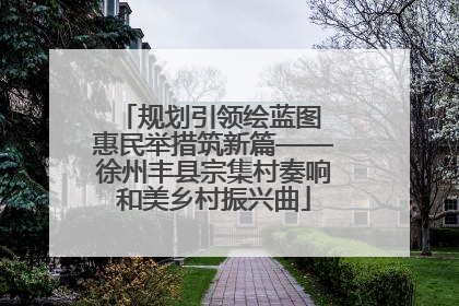 规划引领绘蓝图 惠民举措筑新篇——徐州丰县宗集村奏响和美乡村振兴曲