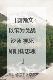 谢翰文：以笔为戈战沙场 视死如归铸忠魂
