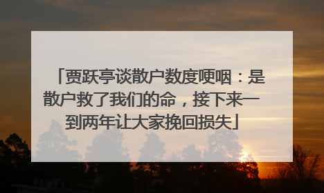 贾跃亭谈散户数度哽咽：是散户救了我们的命，接下来一到两年让大家挽回损失