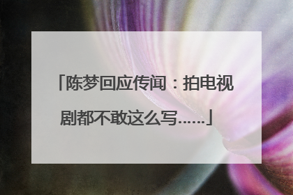 陈梦回应传闻：拍电视剧都不敢这么写……