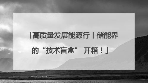 高质量发展能源行丨储能界的“技术盲盒” 开箱！