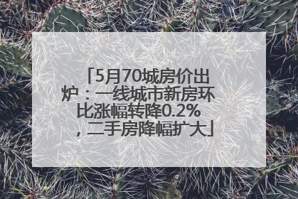 5月70城房价出炉：一线城市新房环比涨幅转降0.2%，二手房降幅扩大