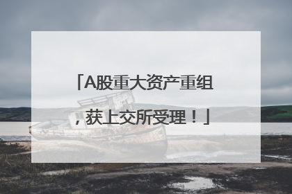 A股重大资产重组，获上交所受理！